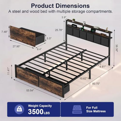 Full Bed Frame with Storage Drawers, view 3