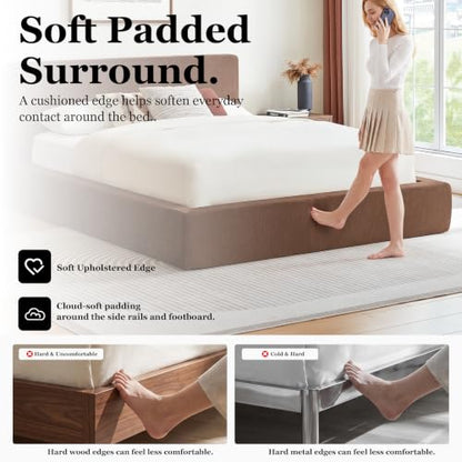 Queen Bed Frame w/ Classic Headboard, Cloud Upholstered Platform Bed Frame, view 7