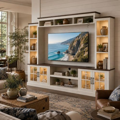 White Farmhouse TV Stand, Entertainment Center, view 2