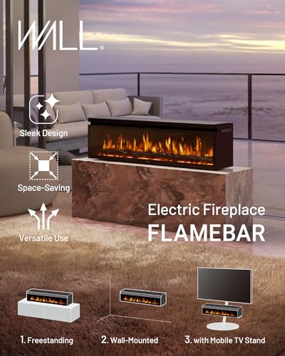 FLAMEBAR Freestanding Electric Fireplace, 40 Inch Wide, Modern Design, view 4
