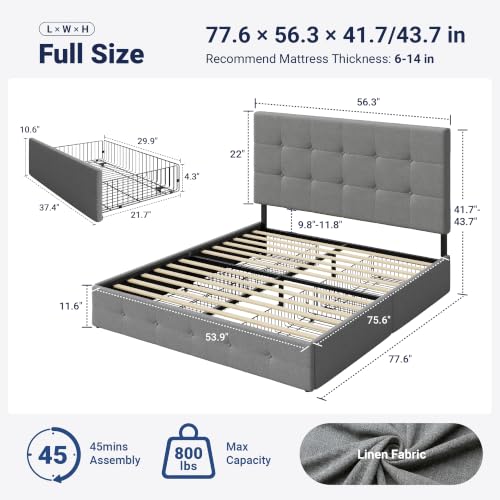 Storage Bed Frame with 4 Underbed Drawers, view 3