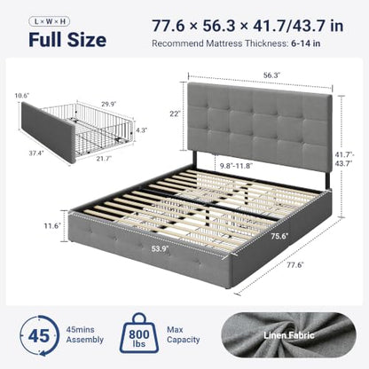 Storage Bed Frame with 4 Underbed Drawers, view 3