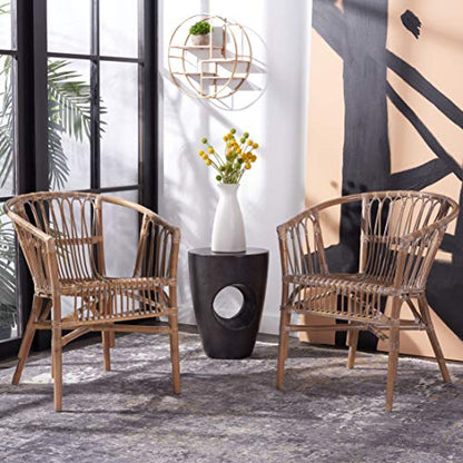 Grey White Wash Rattan Accent Chairs, view 3