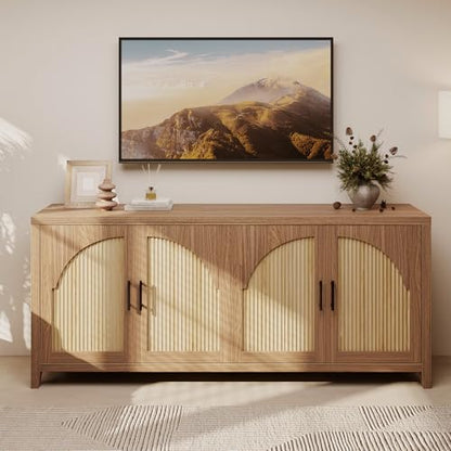 70" Sideboard Buffet Cabinet with Storage, Boho Credenza Storage Cabinet, view 2