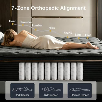 Full Size Mattress, 12 Inch Medium Firm Hybrid Full Mattress, view 4