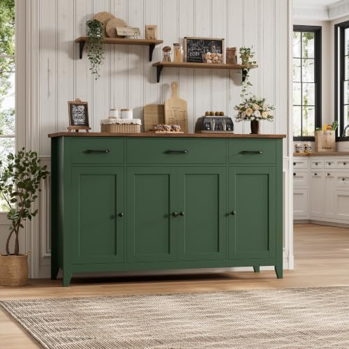 55" W Buffet Cabinet with Storage, Kitchen Storage Cabinet, Green, view 6