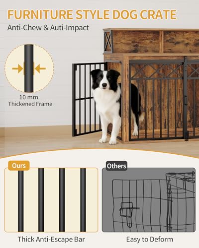 39.4'' L Dog Crate Furniture, Dog Kennel Indoor with Storage Shelf, view 6
