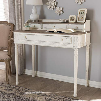 Anjou Traditional French Accent Writing Desk, White, view 3
