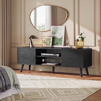 TV Stand for 55 60 Inch TV, Mid Century Modern, Black, view 6