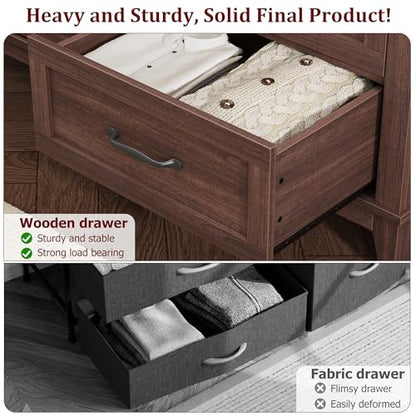6 Dresser for Bedroom, 47 in Wide Drawer Dresser with Storage Freestanding, view 6