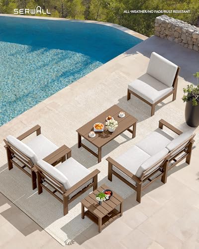 HDPE Outdoor Patio Furniture Set | with Coffee Table & Side Table