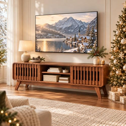 59 Inch Mid-Century Modern TV Stand for TVs up to 65 Inches(Walnut), view 6