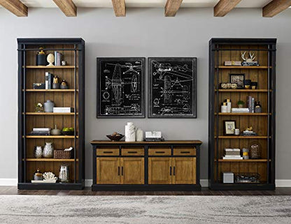 Fully Assembled Aged Ebony Toulouse 6 Shelves Bookcase