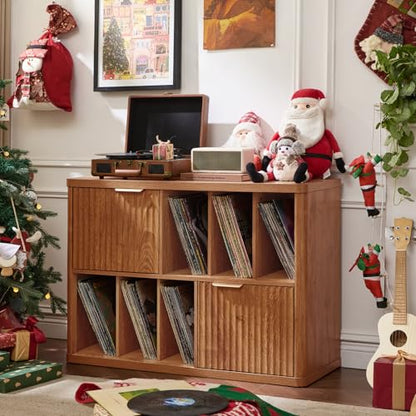 Large Record Player Stand with Vinyl Storage Up to 450 Albums, view 2
