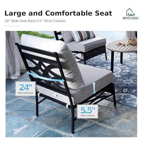 Patio Furniture Set, 6 Seats Half-Moon Curved Outdoor Sectional Sofa Conversation Set, Woven Rattan Patio Couch for Backyard, Garden, Deck