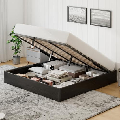 King Lift Up Storage Bed Frame, Black, view 2
