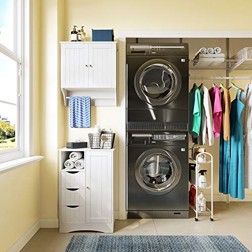 Ashland Bathroom Storage Cabinet with 3 Drawers, Adjustable Shelf & Beadboard Styling - White Bathroom organizer - Freestanding Storage Cabinet