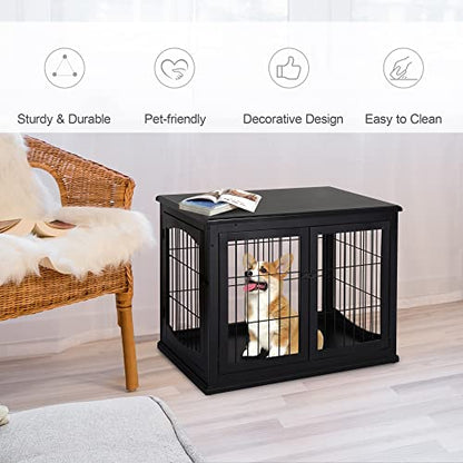 Dog Crate Furniture, Small Dog Cage End Table with Two Opening Sides, view 4