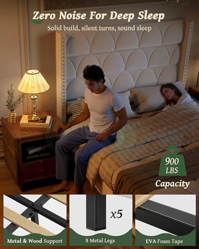 Queen Size Bed Frame with 56" Headboard, view 4