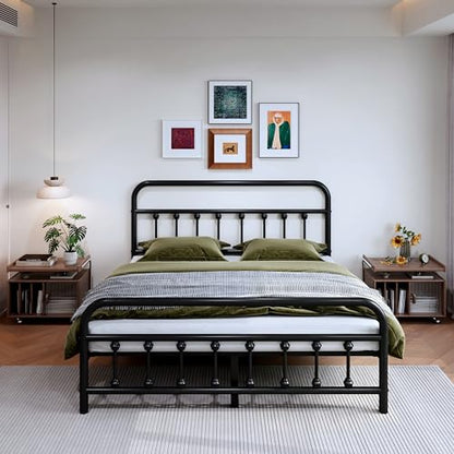 14Inch Metal Bed Frame, Full Size Bed Frame with Storage Space, view 2
