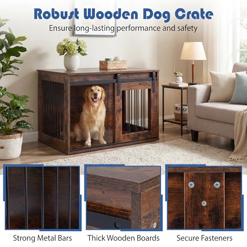 Farmhouse Wooden Dog Crate Furniture, view 6