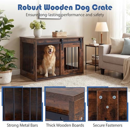 Farmhouse Wooden Dog Crate Furniture, view 6