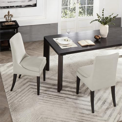Upholstered Dining Chairs Modern Sidechair Performance Fabric High Back Armlesschair for Diningroom Kitchen,Cream,Set of 2(1 Box)