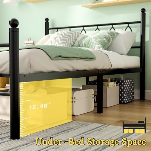 Full Size Bed Frame with Headboard, 14 Inch Classic Metal Platform Bed Frame, view 6