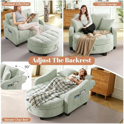 Chaise Lounge Chair Indoor with Storage Ottoman, view 4