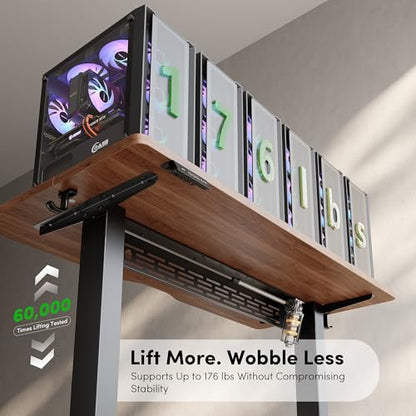 Electric Standing Desk with L-Shaped Crossbar & Cable Management System, view 8