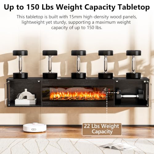70 Inch Floating Fireplace TV Stand, TV Stand with 36" Fireplace, view 8