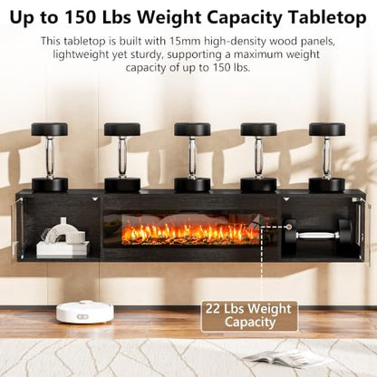 70 Inch Floating Fireplace TV Stand, TV Stand with 36" Fireplace, view 8