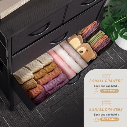 Tall Dresser for Bedroom, Vertical Storage Organizer Tower with 7 Drawers, view 6