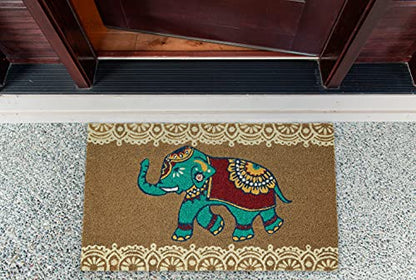 Animal Collection Natural Coir Doormat, 17x29, Indian Elephant