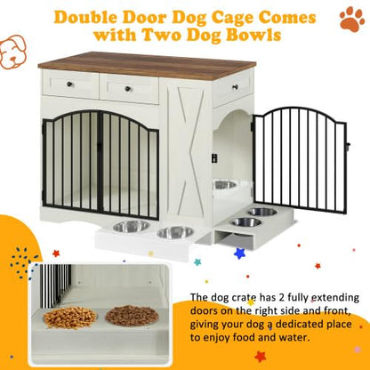 Farmhouse Style Dog Crate Furniture, Dog Kennel End Table for Large Dog, view 2