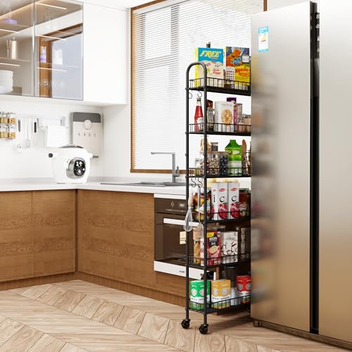 Slim Rolling Storage Cart with Wheels, view 3