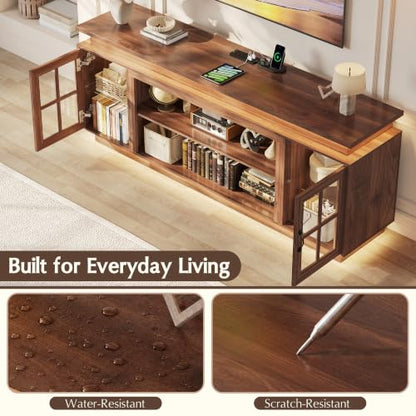 Modern Walnut Wood TV Stand for 75/80 Inch TV,Entertainment Center, view 6