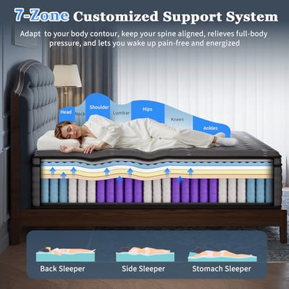 (Luxury Hotel) 14 Inch Hybrid Queen Size Mattress in a Box, Medium Firm, view 4