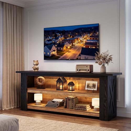 Wooden TV Stand for 65 Inch TV, Black Entertainment Center, view 6