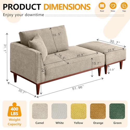 Green Upholstered Chaise Lounge Chair for Bedroom with Ottoman & Left Armrest, view 3