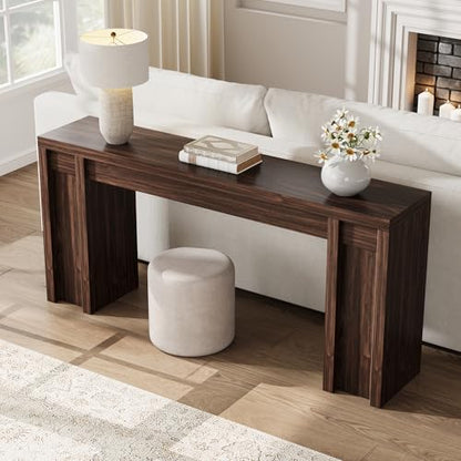 70.9-Inch Entryway Table, Wooden Farmhouse Console Table, Thick Sofa Table Behind Couch Table, Long Console Tables for Entryway Living Room, Walnut