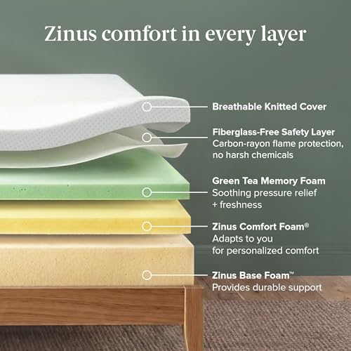Zinus 10 Inch King Green Tea Memory Foam Mattress, Medium Firm Feel, view 6