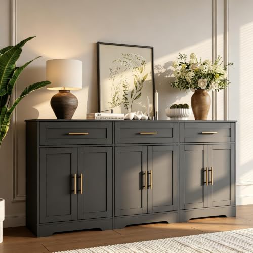 71” Large Sideboard Buffet Cabinet with Storage, Classic Black, view 6
