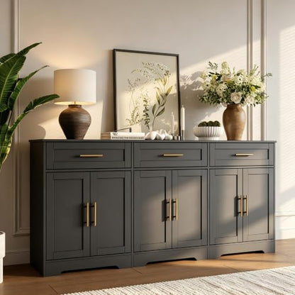 71” Large Sideboard Buffet Cabinet with Storage, Classic Black, view 6