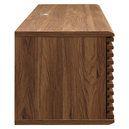 Render 60" Mid-Century Modern Wall Mount Media Console TV Stand, 60 Inch, Walnut, view 5