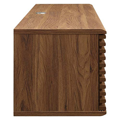 Render 60" Mid-Century Modern Wall Mount Media Console TV Stand, 60 Inch, Walnut, view 5