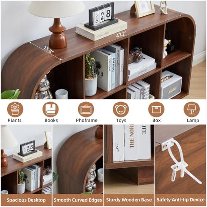 8 Cube Storage Organizer, 2-Tier Low Bookcase 55.1" L, Walnut, view 5