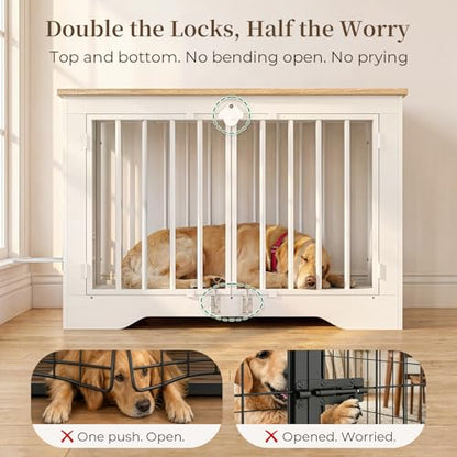 38 Inch Modern Farmhouse Dog Crate Furniture End Table, view 5