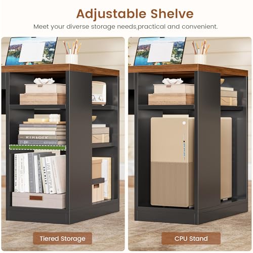 65"x59" L Shaped Desk with Lockable Drawers Storage for Home Office, view 6