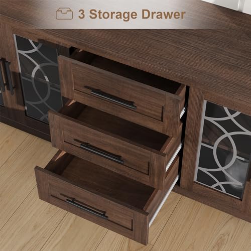 Farmhouse TV Stand with Glass Door for 65-70 Inch TV, Entertainment Center, view 7